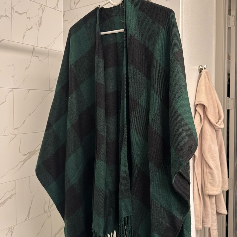 green and black boutique wrap shawl